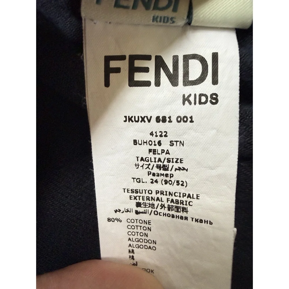 FENDI Kids Italy designer Navy Full Zip Velour Logo Hoodie Luxury Sz 24 Months - Picture 7 of 10